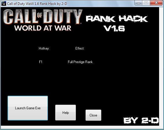 CALL of DUTY World at War 1.6 Rank Hack by 2-D